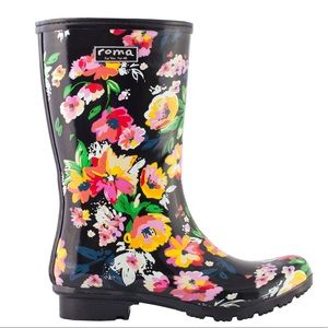 Roma Boots - Emma Mid - Black Floral - Size 9